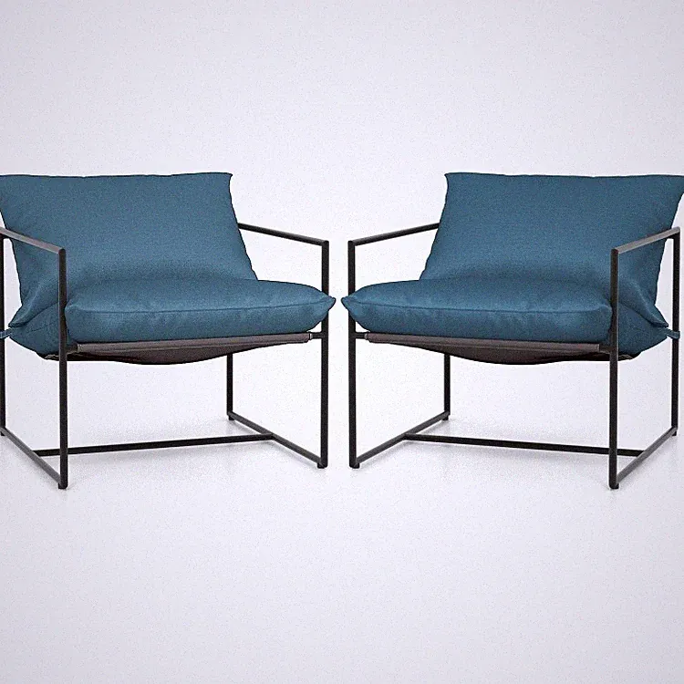 2PCS Indoor Outdoor Modern Accent Chair Leisure Chair w/ Waterproof Seat Fabric