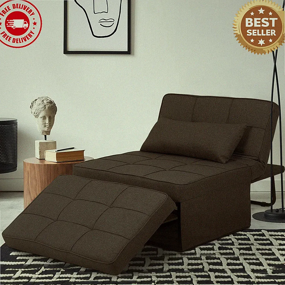 71" Convertible Sleeper Sofa Bed Tufted Chenille Armless Recliner Gray