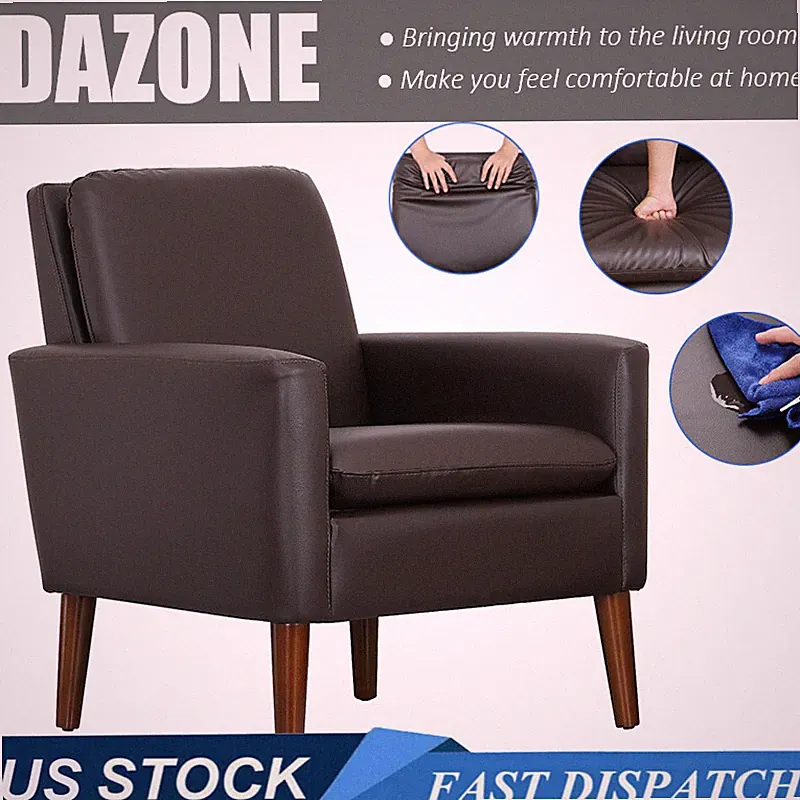 Accent Armchair Modern Single Sofa PU Leather Upholstered Living Room Chair US