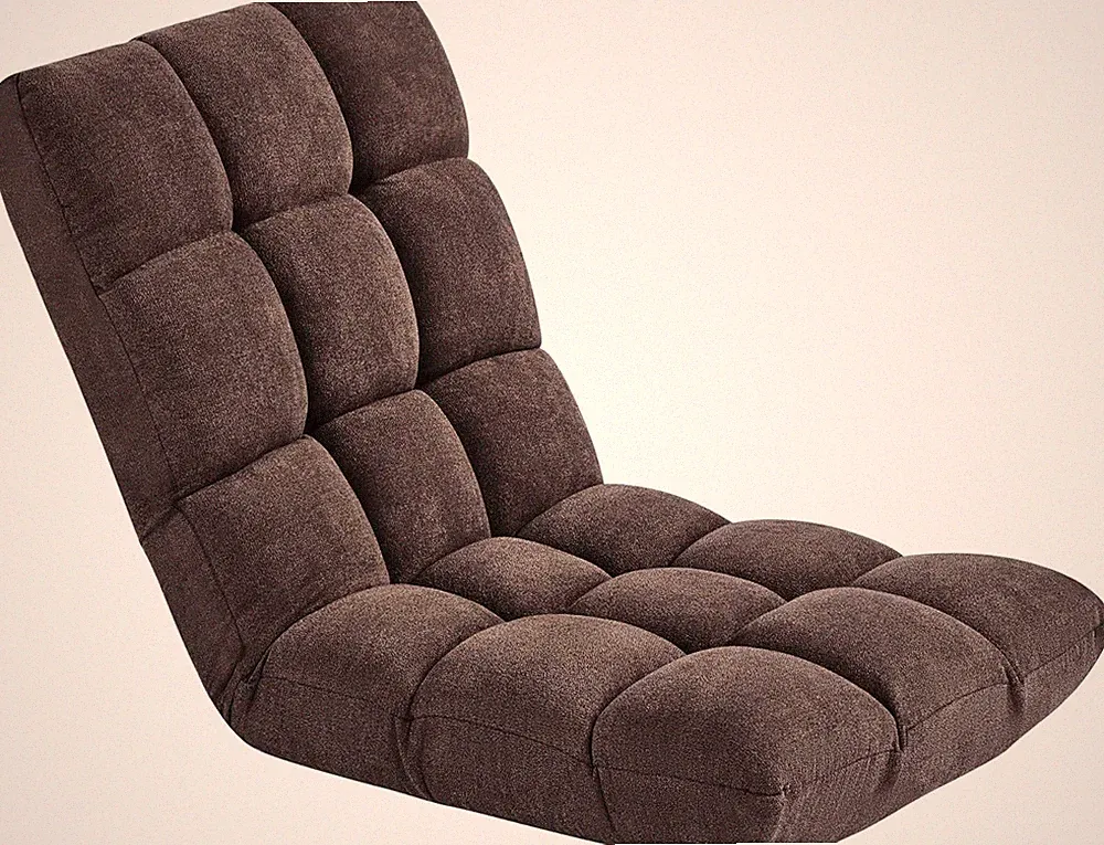 Adjustable Padded Floor Chair with Back Support - Brown Gaming Recliner