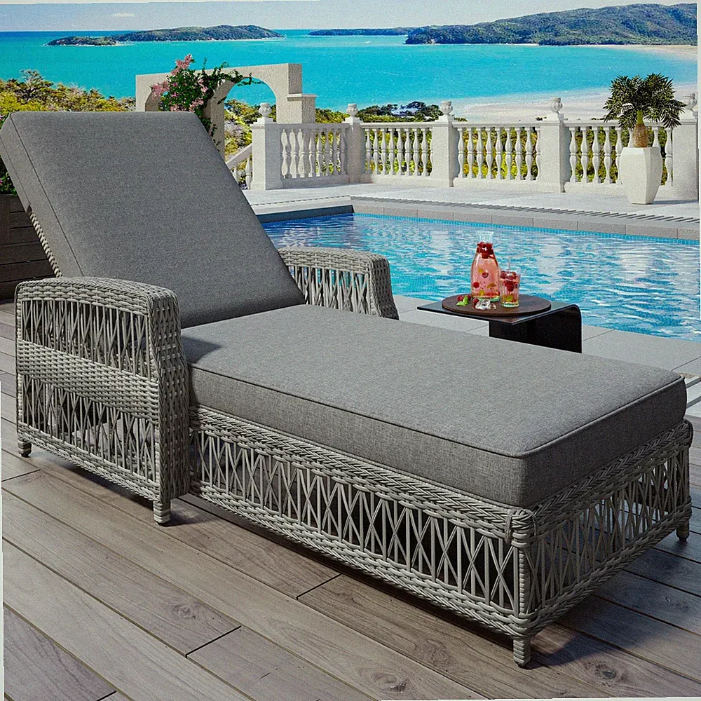 Adjustable Patio Outdoor Pool Lounger Recliner Reclining Chaise All Weather