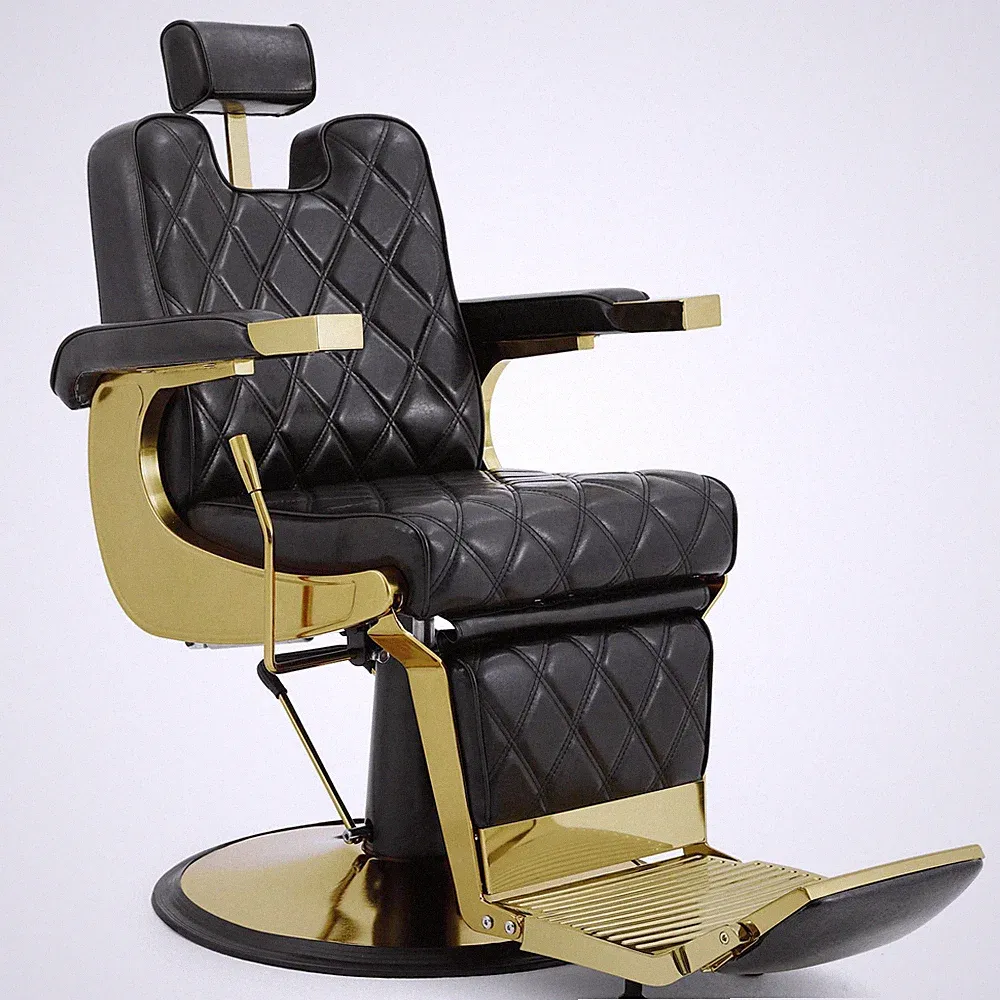 Artist Hand Vintage All Purpose Barber Chair Hydraulic Recline Salon(Black+Gold)