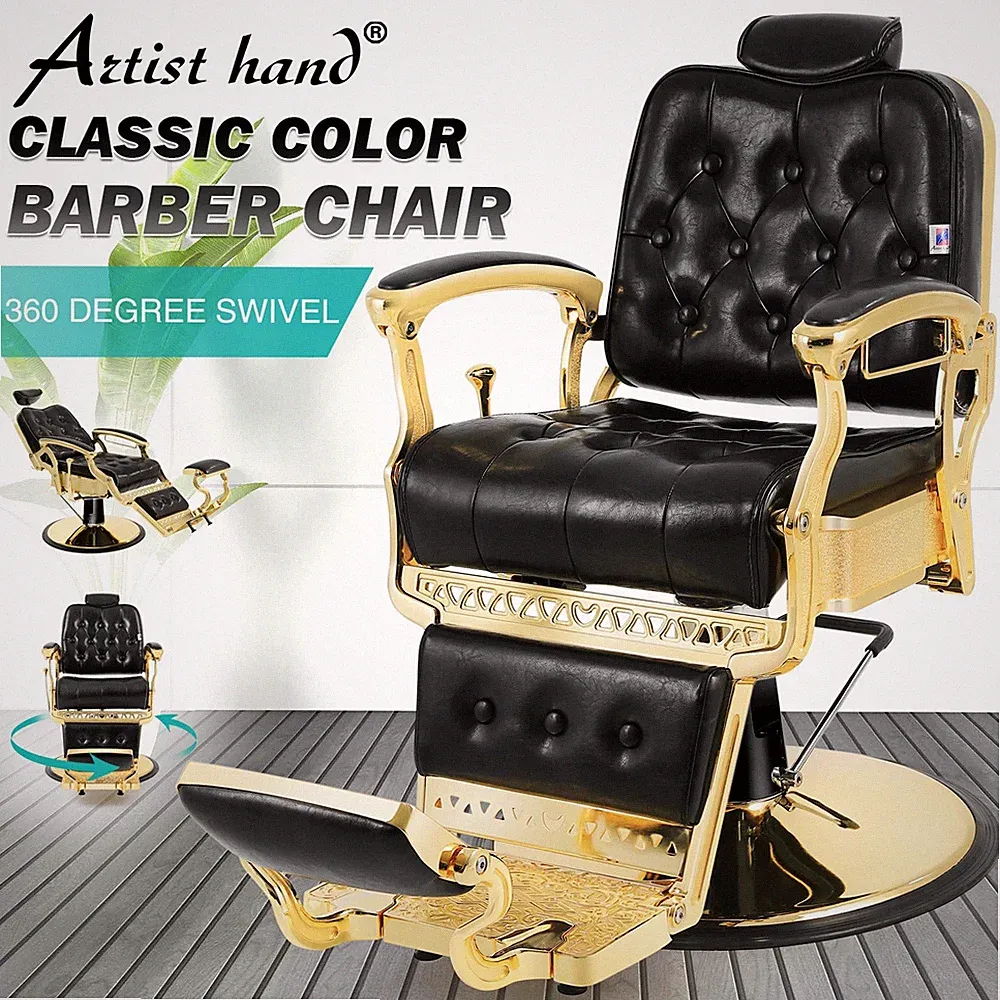 Black+Gold Vintage All Purpose Hydraulic Recliner Barber Chair Salon Styling
