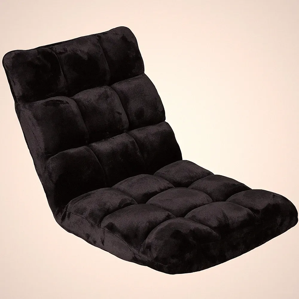 Floor Gaming Chair Adjustable 14-Position Sleeper Bed Couch Recliner Black