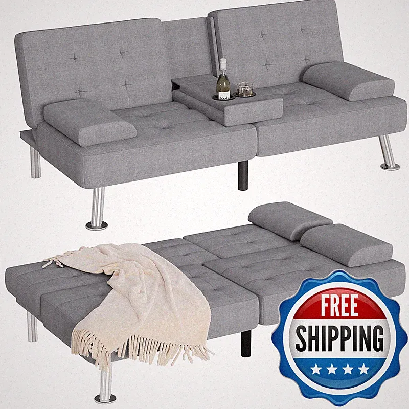 Homall Futon Sofa Bed Futon Couch Removable Armrests Adjustable Recliner