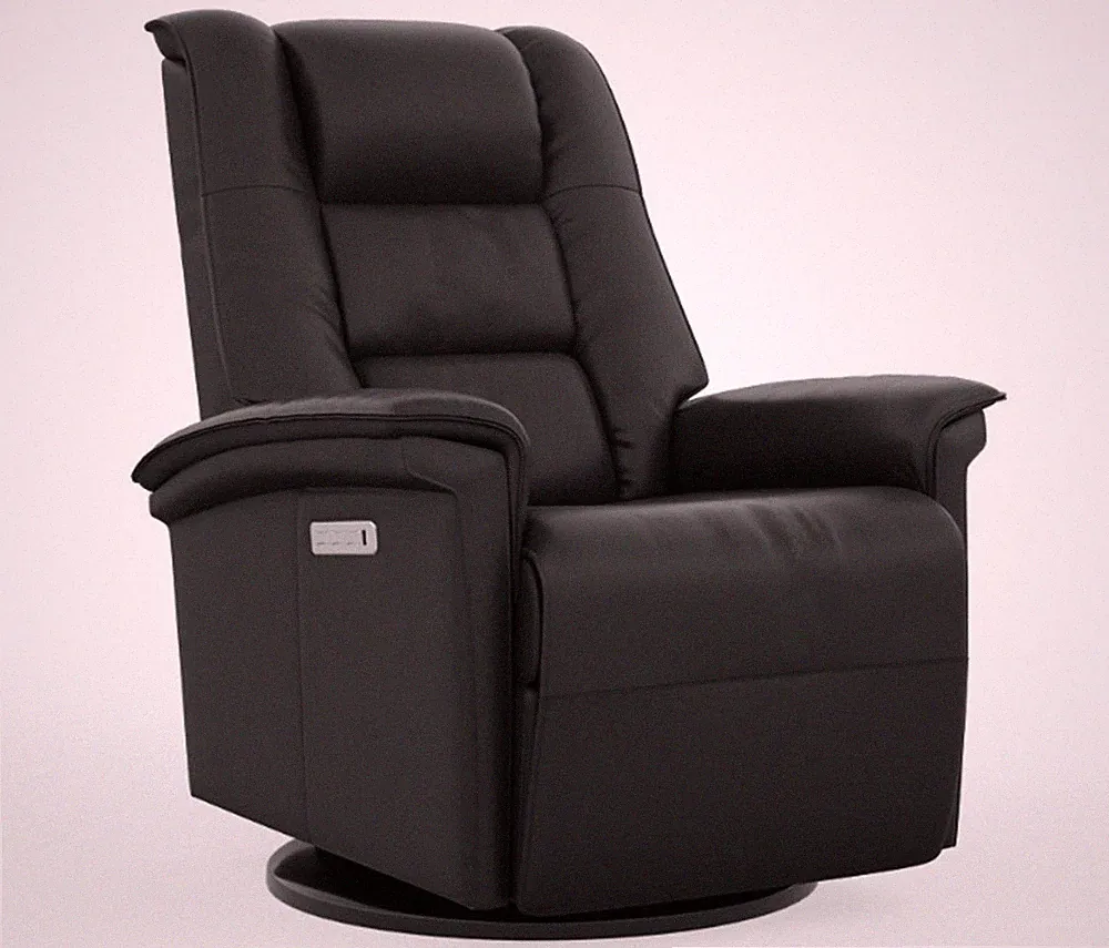 Large Fjords Paris Swing Relaxer 3 Motor Power Recliner Chair Black Soft Leather