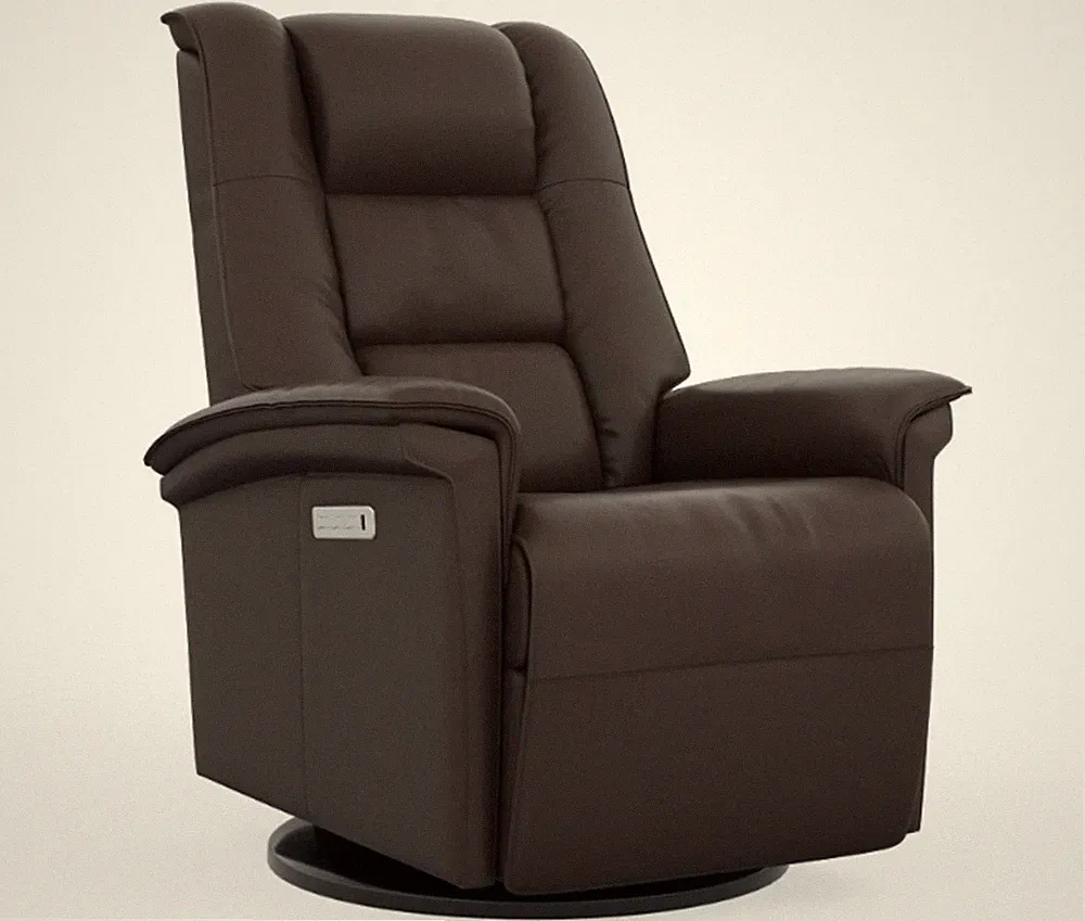 Large Fjords Paris Swing Relaxer 3 Motor Power Recliner Chair Mocha Soft Leather
