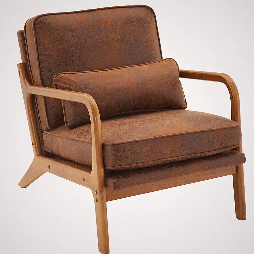 Oak Armrest Upholstered Single Lounge Chair Indoor Lounge Chairs 31.89in Height