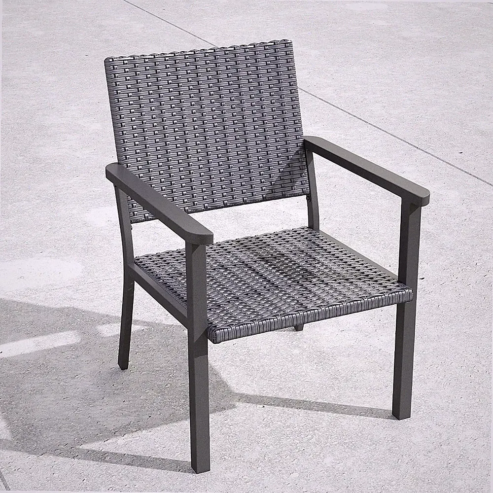 Outdoor Lounge Chair for outside Patio Porch, Metal Frame, Black All Weather Wic
