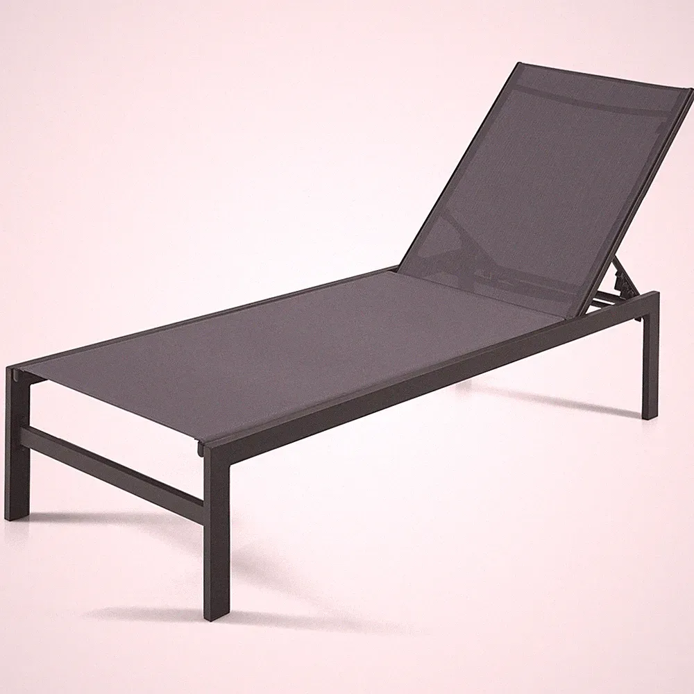 Patiojoy Patio 6-Position Lounge Chair Chaise Aluminium Adjust Recliner Grey